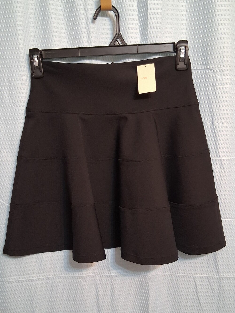 Maje Black Circle Skater Skirt, NWT